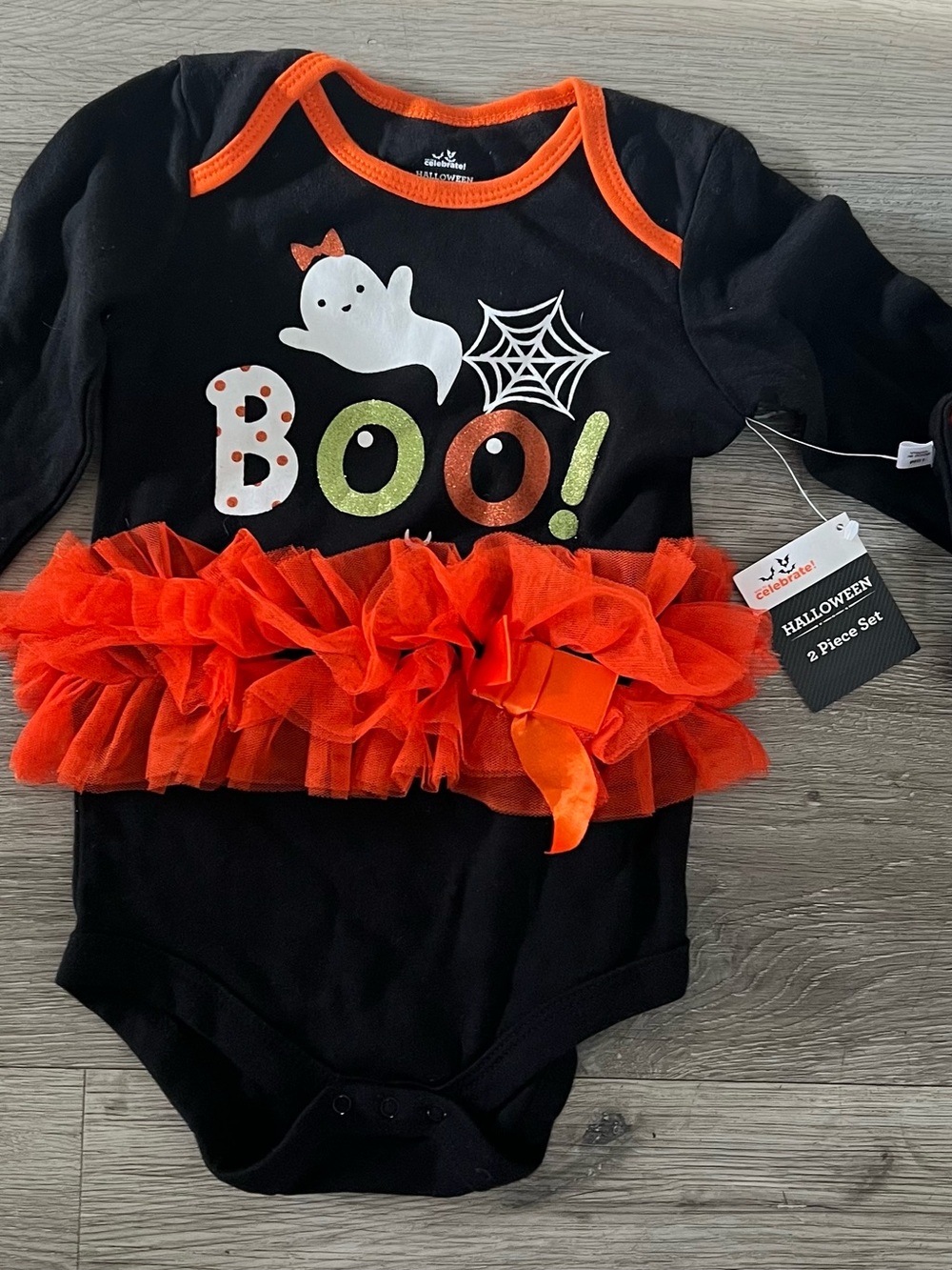 Celebrate It Black and Orange "Boo!" Halloween Tutu Bodysuit